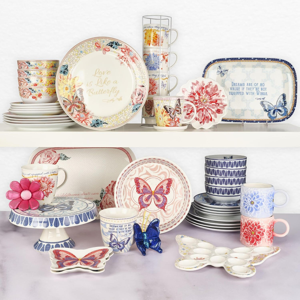 12-piece-jeweled-mosaic-butterfly-dinnerware-set-porcelain-dinner-plates-salad-plates-bowls-service-for-4-microwave-dishwasher-safe
