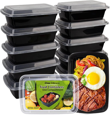 Meal Prep Containers [38OZ] Plastic Food Storage Containers with Lids,10-Pack Reusable to Go Containers, Disposable Food Prep Container, Bpa-Free, Stackable, Microwave/Dishwasher/Freezer Safe1