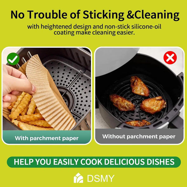 150 PCS Air Fryer Disposable Paper Liners,8 Inch Square Parchment Disposable Paper Liner for 5-8QT Air Fryer,Baking, Roasting and Microwave, Non-Stick Airfryer Accessories12