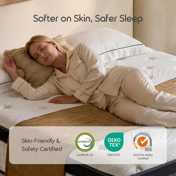Queen Size Hybrid Memory Foam Mattress 12" Medium Firm,Motion Isolation5