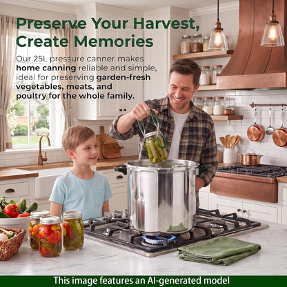 2-In-1 25 Quarts Pressure Canner and Canning Pressure Cooker All Stainless Steel with Gauge 15.9Psi,Practical 6Pc Canning Supplies Starter Set,Induction Cooktops,Pressure Canner for Canning2