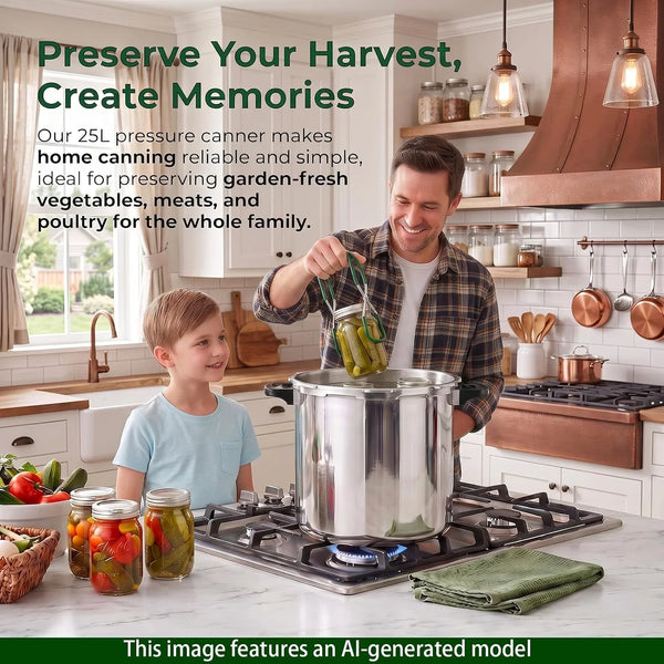 2-In-1 25 Quarts Pressure Canner and Canning Pressure Cooker All Stainless Steel with Gauge 15.9Psi,Practical 6Pc Canning Supplies Starter Set,Induction Cooktops,Pressure Canner for Canning2