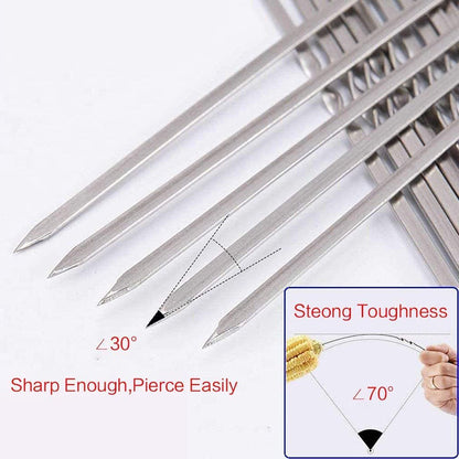 Metal Skewer for Grilling,Kabob Skewer,Flat BBQ Barbecue Skewer,Grilling Skewers Set,Reusable BBQ (14" Skewer(16 Pack))6