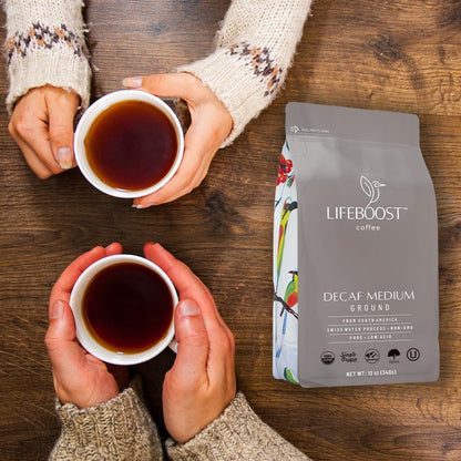 Medium Roast Swiss Water Decaf Coffee Ground - Non-Gmo Low Acid Single Origin USDA Decaf Organic Coffee - Third Party Tested for Mycotoxins & Pesticides - 12 Ounces6