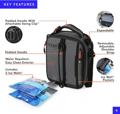 Titan Fridge Cold Expandable Lunch Box with 2 Ice Packs, Sharkskin Gray3