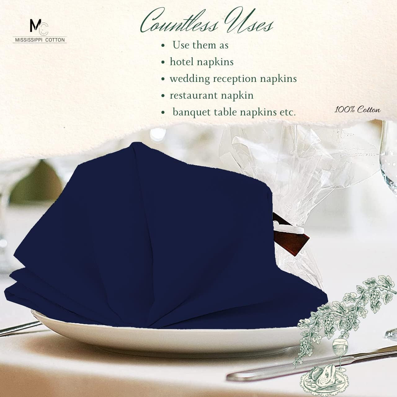 dinner-napkins-set-of-24-pieces-14-x-14-inch-table-linens-made-from-satin-cotton-fabric-napkins-for-kitchen-table-restaurant-holidays-navy-blue-solid