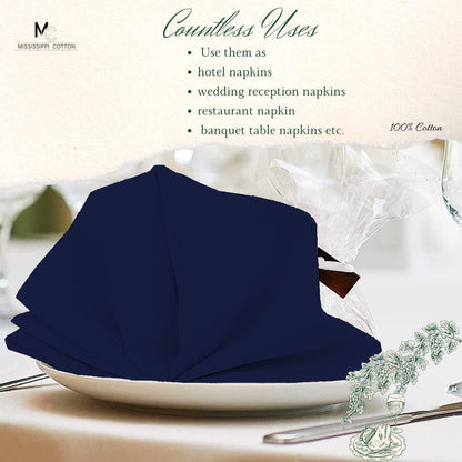 Dinner Napkins Set of 24 Pieces 14 X 14 Inch Table Linens Made from Satin Cotton Fabric Napkins for Kitchen Table, Restaurant, Holidays, Navy Blue Solid7