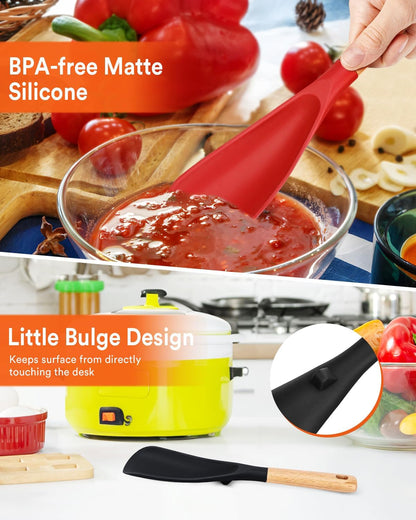 Silicone Cooking Spoon for Nonstick Cookwares, Multi-Function,11.4"5