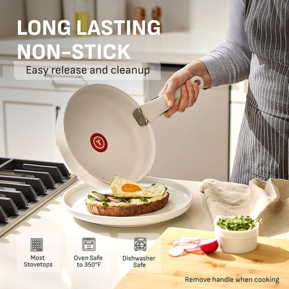 Ingenio Essentials Cookware Set with Detachable/Removable Handle 11 Piece, Granite Titanium Non Stick, Oven Broiler Safe 500F, Stackable, Pots and Pans Set, Frying Pans, Dishwasher Safe, Beige3