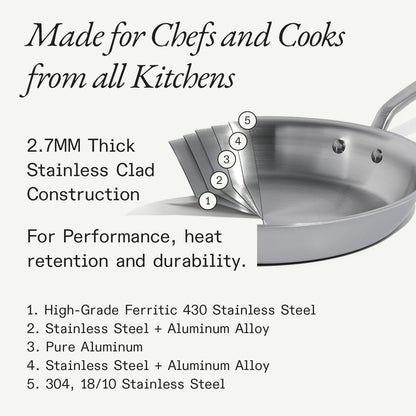 Made in Cookware - 12-Inch Stainless Steel Frying Pan - 5 Ply Stainless Clad - Professional Cookware - Crafted in Italy - Induction Compatible2