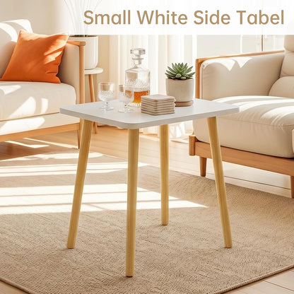 Small Side Table, Modern Wood Mini Coffee Table, Easy Assembly Compact End Table for Living Room Bedroom Sofa, Minimalist White Accent Furniture for Small Spaces4