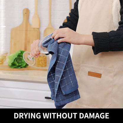 100% Cotton Terry Kitchen Towels, 4 Pack, Navy Blue4