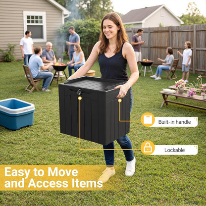 Outdoor Storage Box 31 Gallon Storage Box with Lid for Patio Furniture, Garden Tools, Pool Supplies, Waterproof and UV Resistant, Lockable, Dark Black3