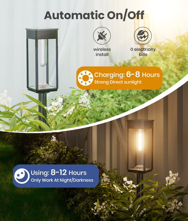 Solar Walkway Lights Outdoor, 8 Pack, 3 Heights, Warm White, IP656