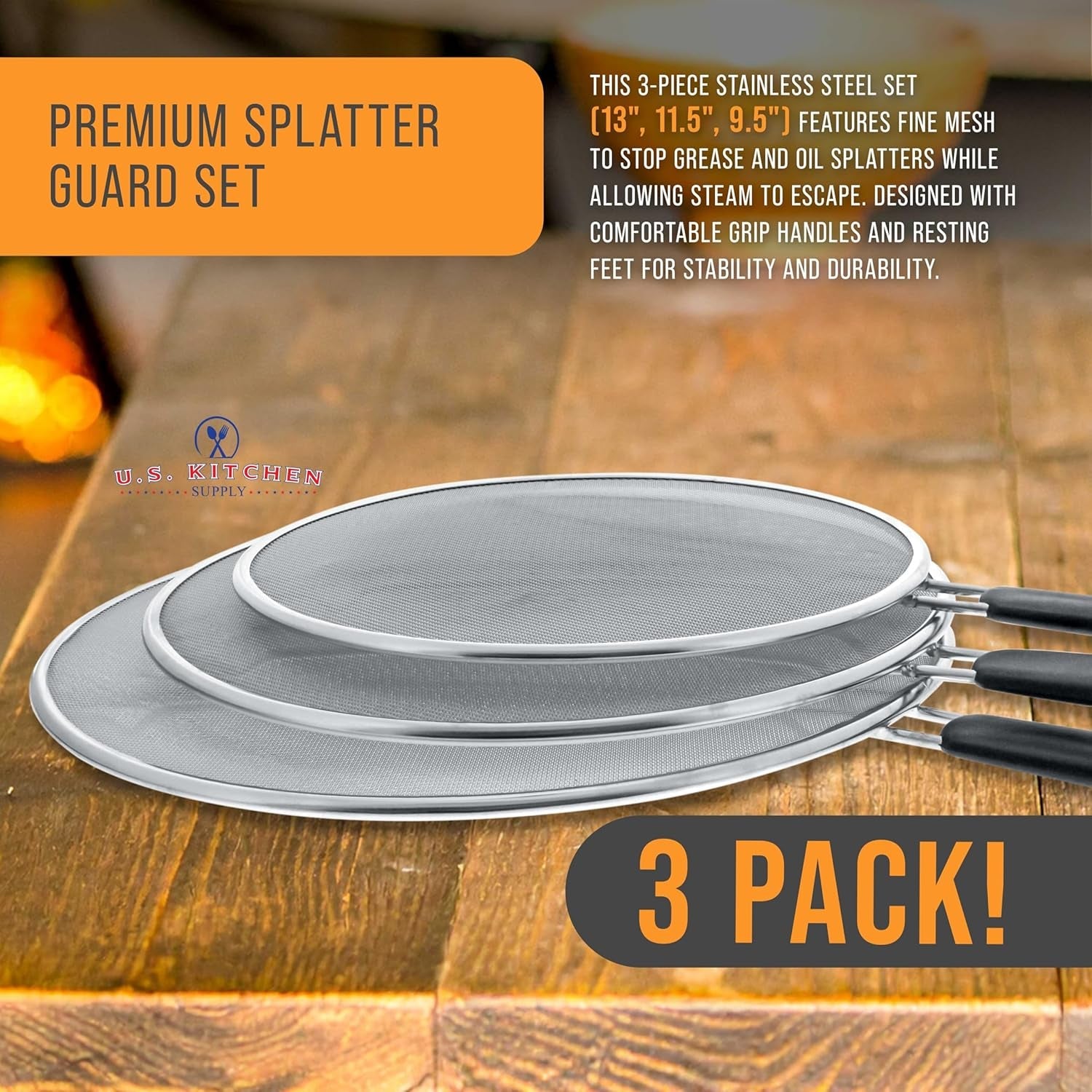 3-piece-stainless-steel-splatter-guard-set-13-11-5-9-5-fine-mesh-cover-grease-oil-splatter-screen-for-frying-pan-cooking-pots-with-resting-feet-comfort-grip-handles