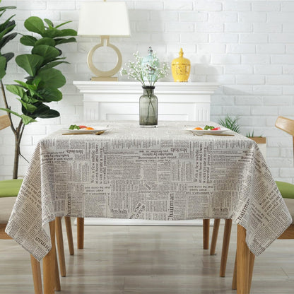 Newspaper Tablecloth with 55 X 86.6 Inch, Cotton Linen Newspaper Printed Tablecover, Rectangle Washable Morden Style Newspaper Table Cover for Dinner, Party, Picnic, Home Decor-Coffee6