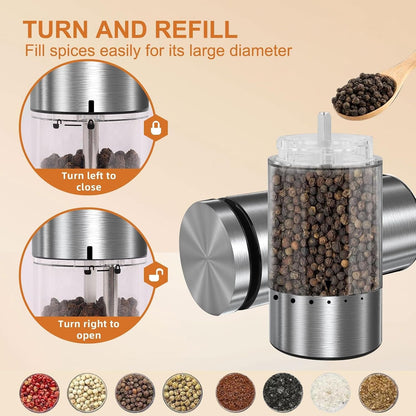 Electric Salt and Pepper Grinder Set Rechargeable, Automatic Salt and Pepper Shakers Mills External Adjustable Coarseness, Kitchen Gadgets, Stocking Stuffers Christmas Cooking Gifts for Men Women5
