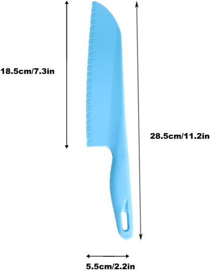 11" Plastic Serrated Knives Set to Cut Salad, Bread, Brownies or Lasagna, Professional Large Lettuce Knife to Prevent Turning Brown, Nylon Knife for Nonstick Pans, Durable Chef'S Knife, 4 Pcs6