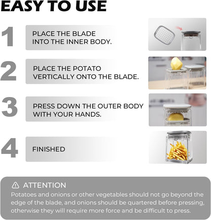 French Fry Cutter with 4 Blades Stainless Steel Manual Potato Chopper Gray4