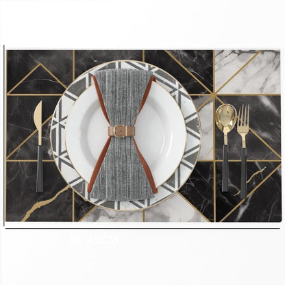12"X18" Black and White Marble Geometric Placemats Set of 4 Washable Thick Place Mats Kitchen Table Mats Decorative Linen Fabric Table Mat for Dining Decoration Table Kitchen Home Decor7