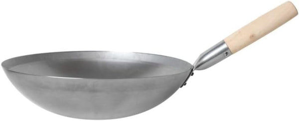 '- 14” Carbon Steel Wok Pan with Wooden Handle- Chinese Wok Pan Stir-Fry Pans Cookware Saute Pan Ideal for Stovetop Cooking Home Kitchen Restaurant5