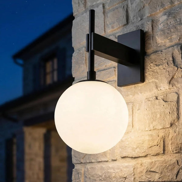 Modern Globe Outdoor Wall Sconce, 18.1" Large Black Porch Lights1