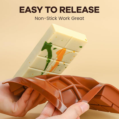 Dubai Chocolate Molds 1 Inch Deep, Silicone Chocolate Bar Mold – Non-Stick, Flexible, Large and Thick Homemade Chocolates, Candies, and Desserts - Set of 12