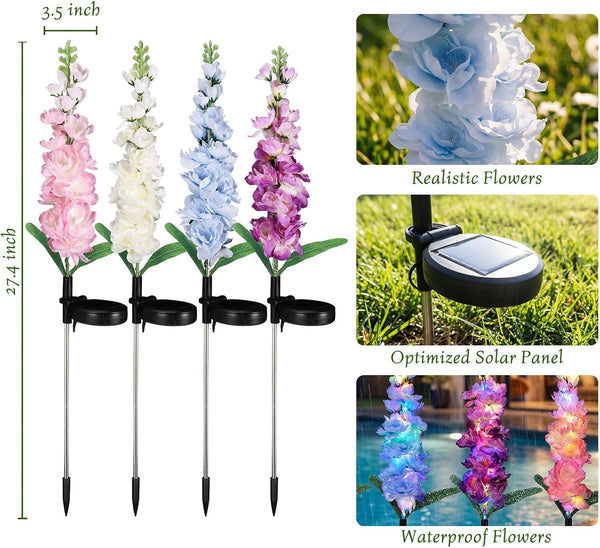 Solar Flower Lights Outdoor - 4 Packs 80 Leds Upgraded Solar Powered Lights for Garden Patio Yard Pathway Decor - Waterproof outside Solar Flower Decoration - Gift for Women Mom Grandma2
