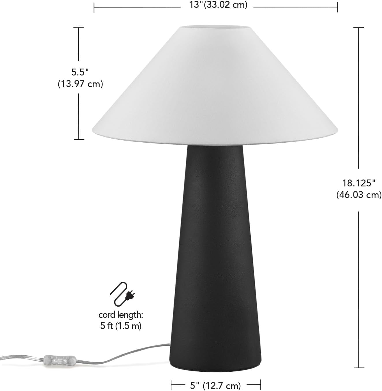 novogratz-x-18-ceramic-table-lamp-matte-black-off-white-tapered-fabric-shade-in-line-rocker-switch-5-ft-clear-cord-home-office-desk-living-room