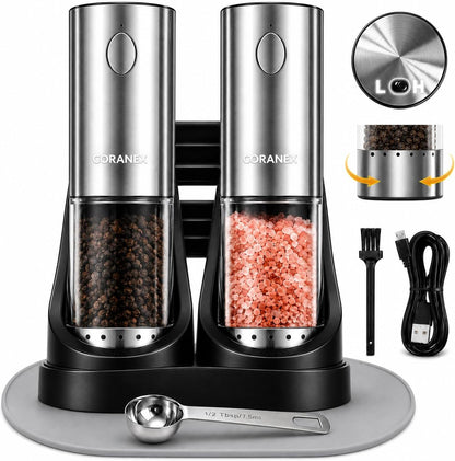 Electric Salt and Pepper Grinder Set，6-Level Adjustable Coarseness1