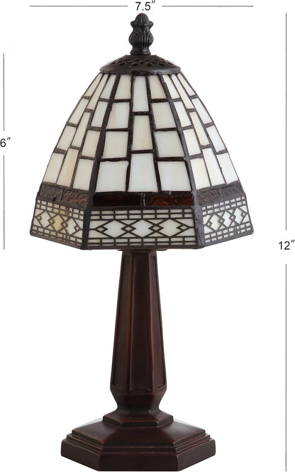 Carter Tiffany Style Stained Glass Table Lamp 12", Ivory/Cream6