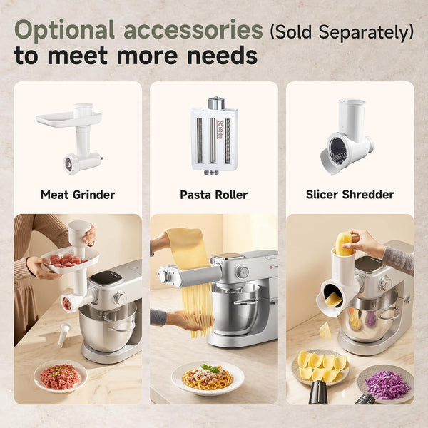Stand Mixer 6QT XL Large, 4.5" LED Touch Screen Electric Household Stand up Mixer, Full Metal Structure Standing Mixer 11-Speed, Dough Cake Bread Mixer – Silver6