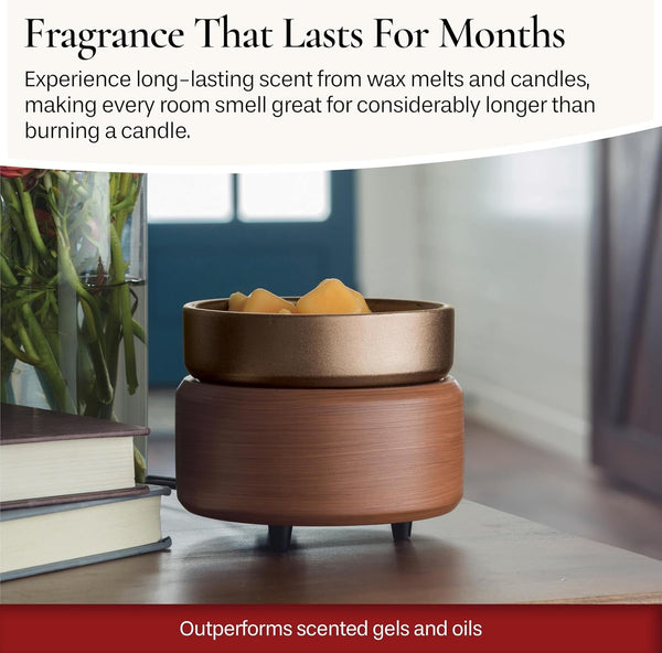 ETC 2-In-1 Candle and Fragrance Warmer for Warming Scented Candles or Wax Melts and Tarts with to Freshen Room, Pewter Walnut4
