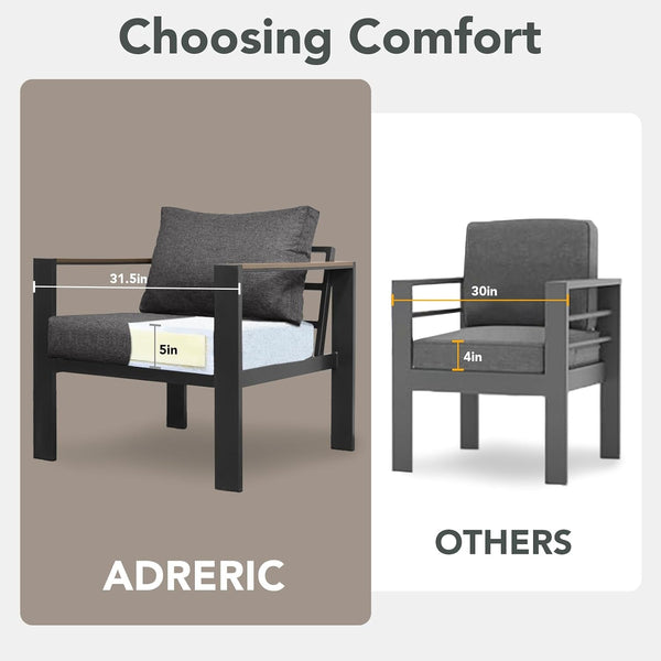 Patio Furniture Set 9 Seats and Coffee Table, 7 Pieces Patio Conversation Set with Thick Cushion, Ottomans, Deluxe Aluminum Modern outside Sectional for Porch, Balcony, Deck, Yard, Dark Gray8