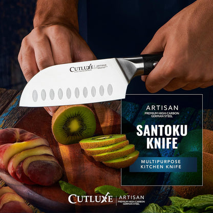 Santoku Knife 5" – Meat & Vegetable Chopping Knife, German Steel4