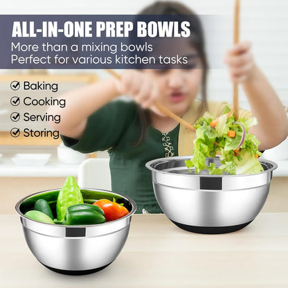 Stainless Steel Mixing Bowls with Lids Set, 5-Piece, Black7