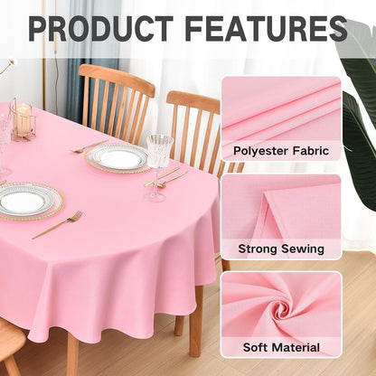 Oval Tablecloth 60 X 102 in Polyester Fabric Tablecloths, Pink4