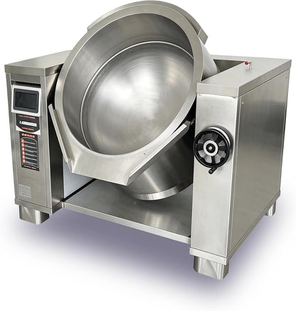 200L Commercial Tilting Induction Skillet, 25KW High Power Stir Fry Wok, 800Mm Diameter 420Mm Depth, Full Stainless Steel & Cast Iron, Heavy Duty for Restaurant Central Kitchen Food Processing1