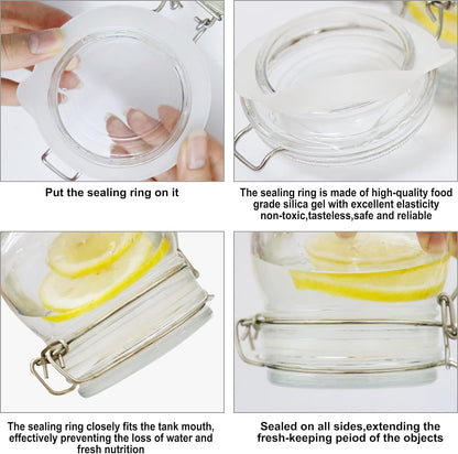 3.75 Inches Diameter Rubber Seals for Glass Jars, 6 Pcs Food Grade Airtight Replacemen Silicone Jar Gaskets, Leakproof Gasket Sealing Rings for Canning Mason Jars, Fits Most Sizes (White and Orange)4