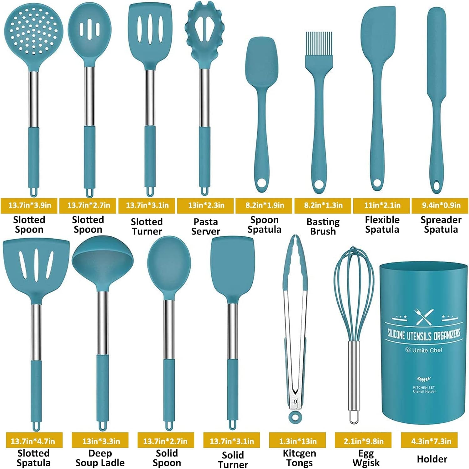 15-pcs-silicone-cooking-utensils-kitchen-utensil-set-446-f-heat-resistant-stainless-steel-handles-kitchen-gadgets-tools-set-for-nonstick-cookwareblue