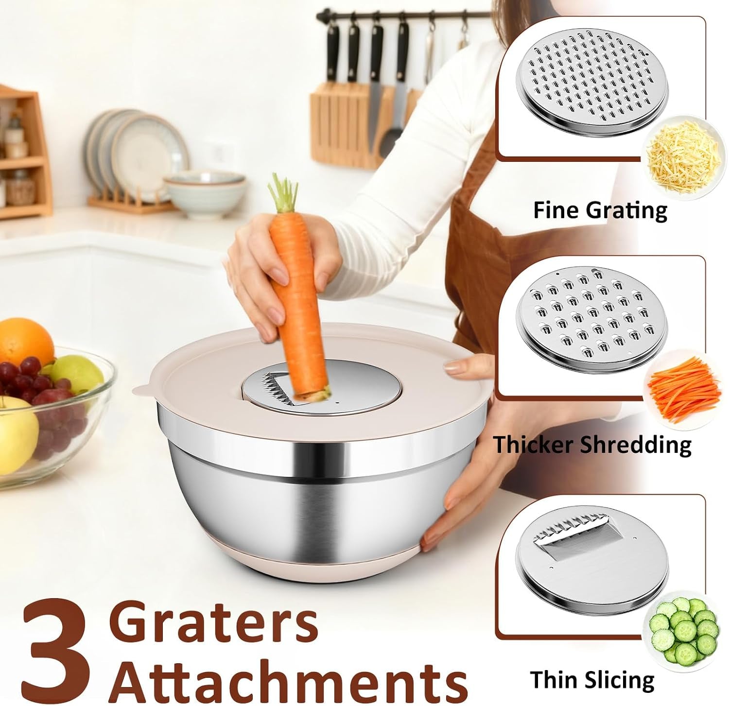 9-pack-mixing-bowls-with-airtight-lids-grater-attachments-khaki-stainless-steel-bowl-non-slip-bases-nesting-kitchen-bowl-size-5-4-3-2-1-5-1qt-for-food-prep-baking-storage-serving