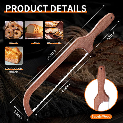 Bread Saw for Homemade Bread, Sourdough Bread Knife Slicer for Slicing, Wooden Bread Bow Knife for Sourdough2