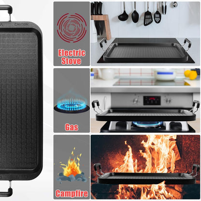 Stove Top Griddle for Gas Stove, 17" Warp-Resistant Double Burner Griddle Pan, Ceramic Nonstick Aluminum Flat Top Grill for Pancakes, Breakfast, Indoor Cooking, Camping & BBQ3