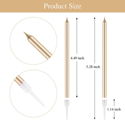 24-Count Birthday Candles - Long Thin Cake Candles Slow Burning Candles for Birthday, Wedding, Lucky Party Decoration (Champagne Gold)2