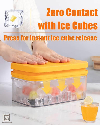Ice Cube Tray with Lid & Storage Bin, 56 Cubes Ice Trays for Freezer | Silicone Bottom Easy Release, Press-To-Pop, 2 Trays 56 Cubes, Storage Bin and Scoop, Bpa-Free, Stackable, for Whiskey3