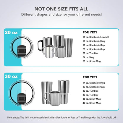 30 Oz Tumbler Lid, Replacement Lids Compatible for YETI 30/32 Oz Tumbler, 14 Oz Mug and 35 Oz Straw Mug, 2 Pack Travel Spill Proof Cup Lids Covers with Magnetic Slider Switch, BPA Free3