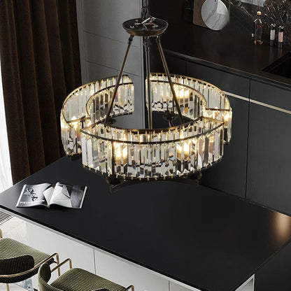 Vintage Crystal Chandelier Black Hanging Light Fixture 24In 6 Lights3