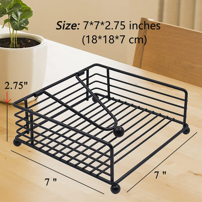 Napkin Holder for Table, Flat Napkin Dispenser with Weighted Arm, Square Cocktail Paper Holder of Elegant Rustic Iron for Kitchen Dining Room Decor Restaurant Farmhouse Hotel Party, Black2