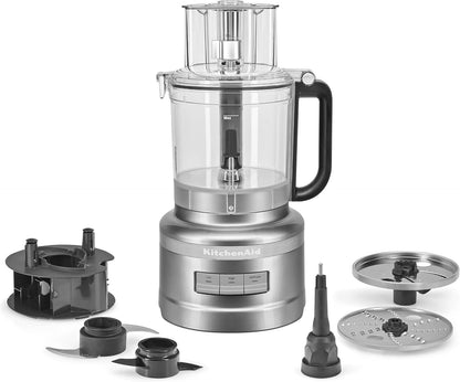 Kitchenaid 13-Cup Food Processor, KFP1318, Contour Silver | All-In-One Storage Solution, Chop, Shred, Knead and Mix. Adjust Slicing Thickness, 3-In-1 Feed Tube, Storage Caddy1