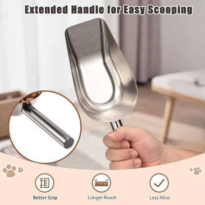 Matel Pet Dog Cat Food Measuring Scoop 1 Cup,Food-Grade 304 Stainless Steel Material,Long Handle and Dishwasher-Safe5